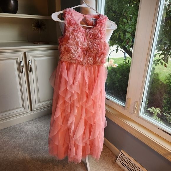 Speechless Other - Floral Kids Dress, Coral, Ruffles, Size 8